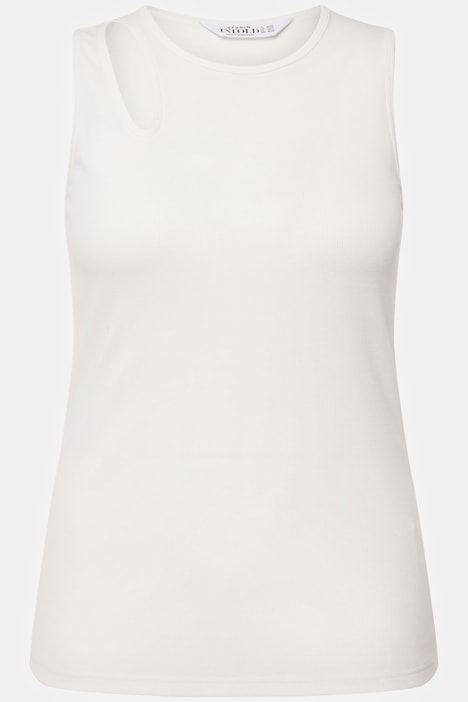 Tanktop, Slim Shape, Rundhals, Cut-Out, gerippt