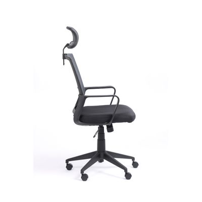 Fauteuil de bureau LIBERTY 02 - accoudoirs fixes - appui-tête réglable - noir et gris