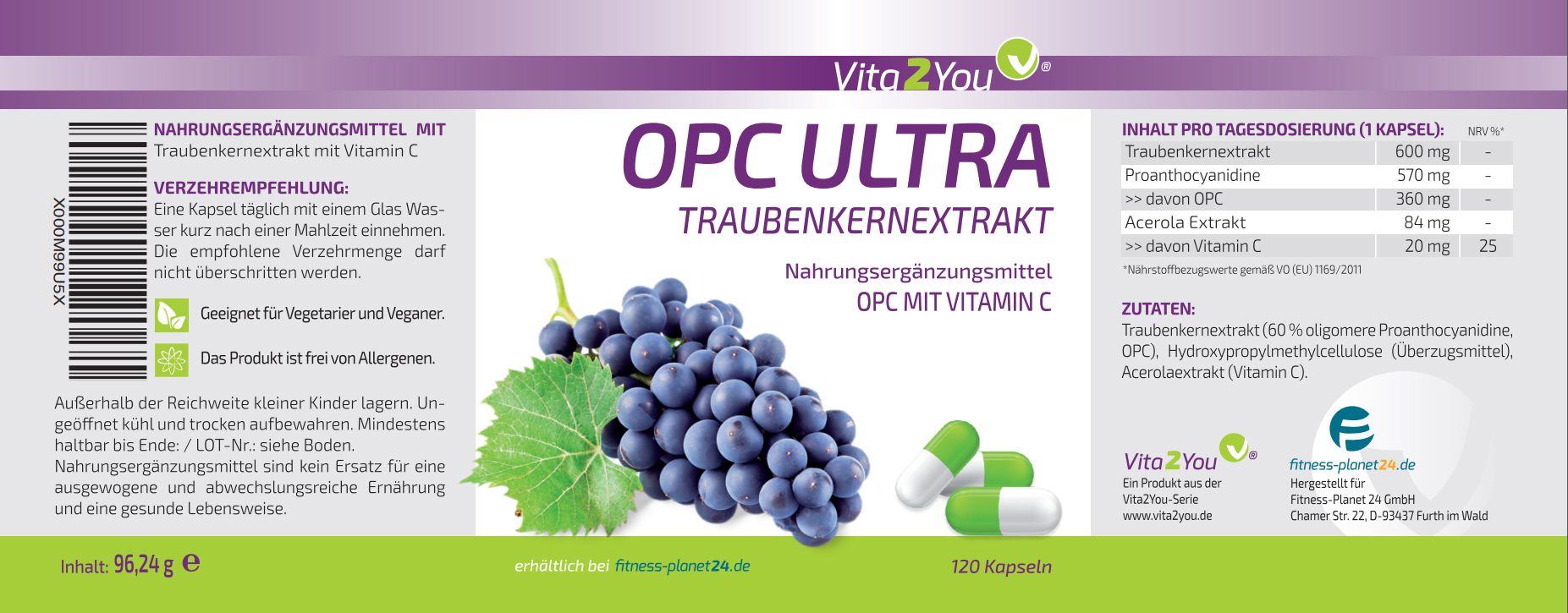 Vita2You OPC Ultra Traubenkernextrakt 600mg