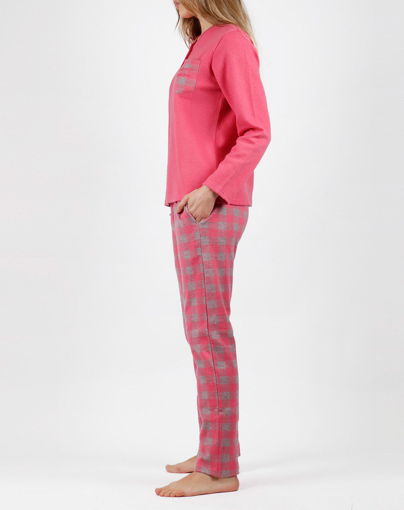 Admas Pyjama Vichy à carreaux rose