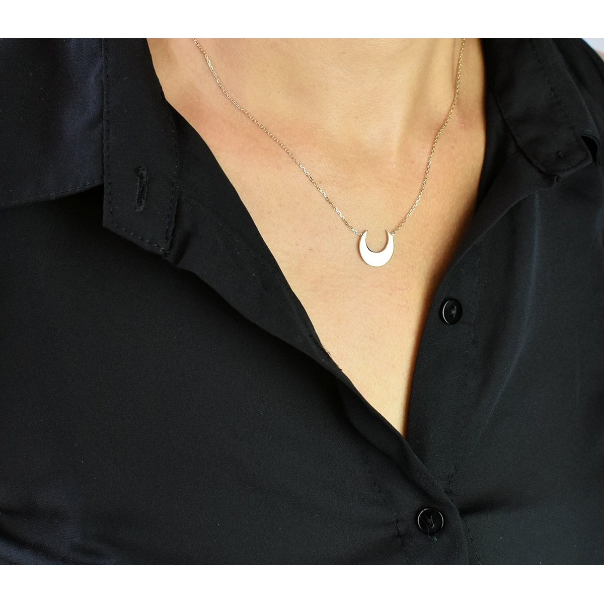 Collier croissant de lune Plaqué OR 750 3 microns