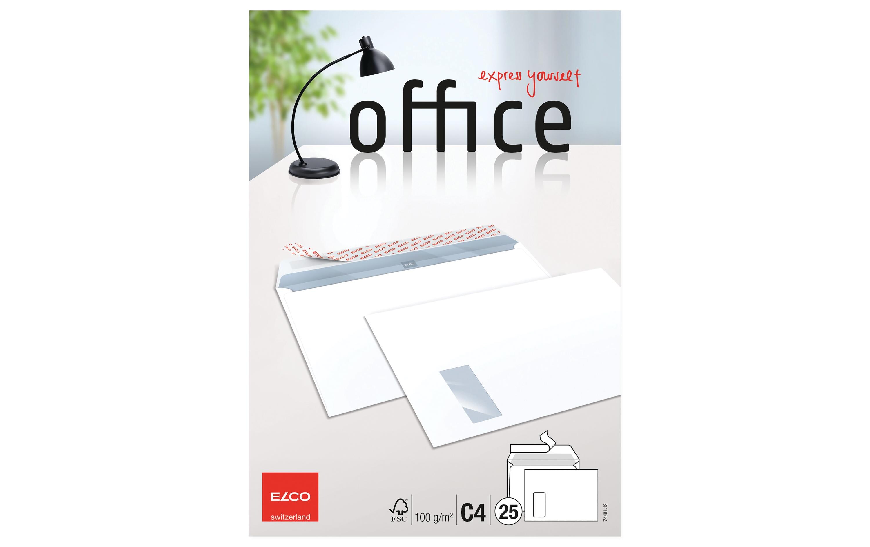 Couvert mit Fenster Office C4, Links, 25 StückBriefumschläge in Cello-Zip-Kleinpackung