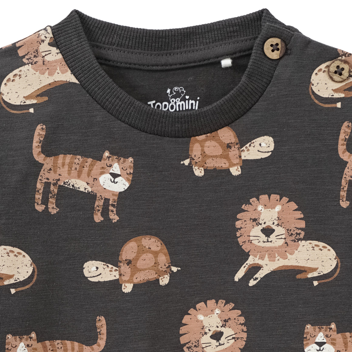 Topomini Baby Langarmshirt mit Tier-Motiven dunkelgrau / hellbraun