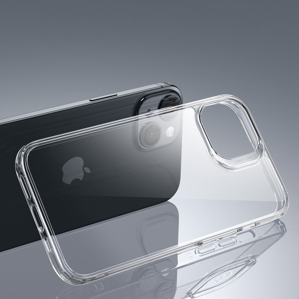 iPhone 15 Ice Shield Series Hybrid Hülle TPU Bumper Glas Rückseite - Transparent