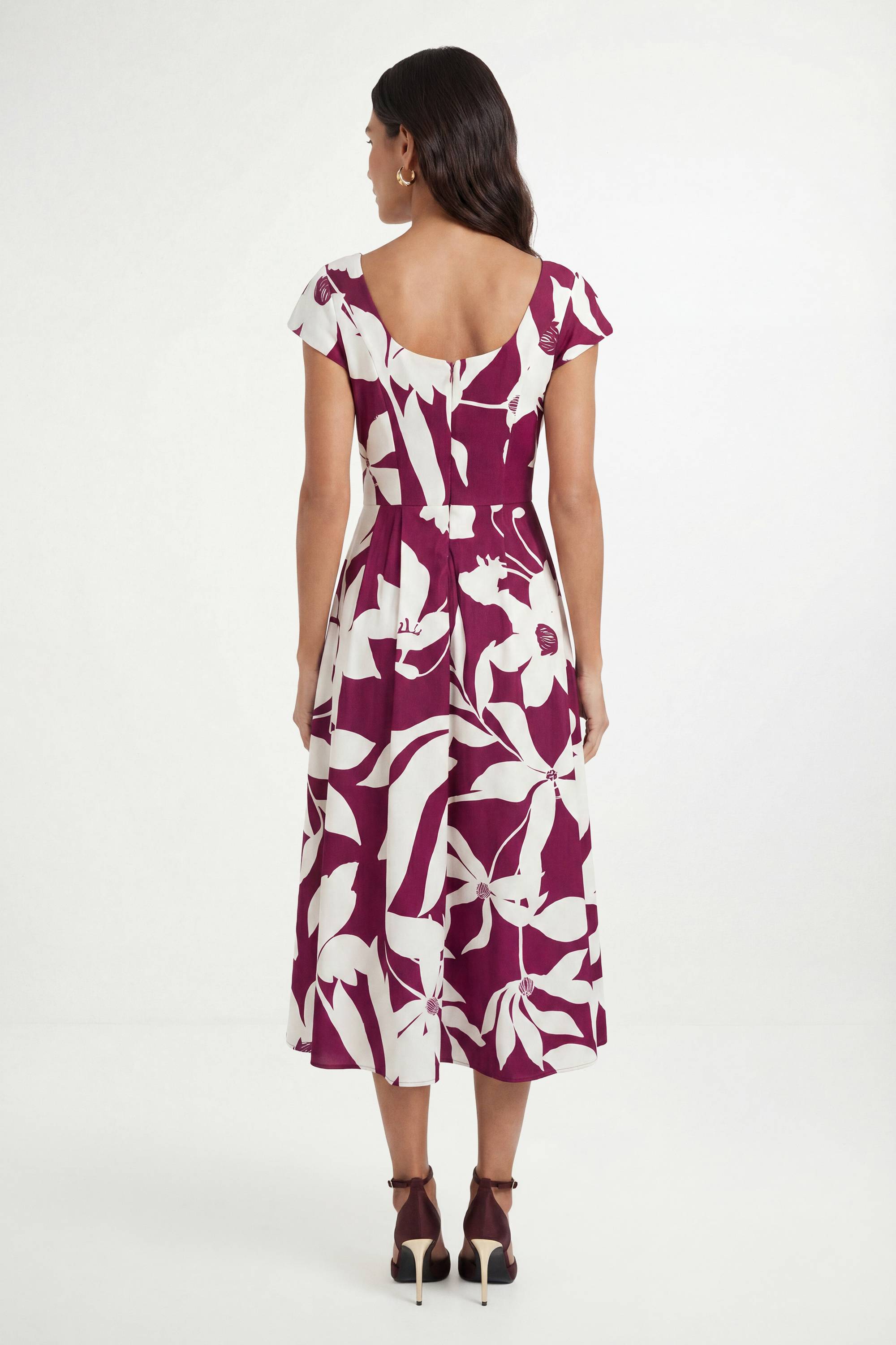 Wallis Robe Midi Évasée À Motif Floral En Ottoman