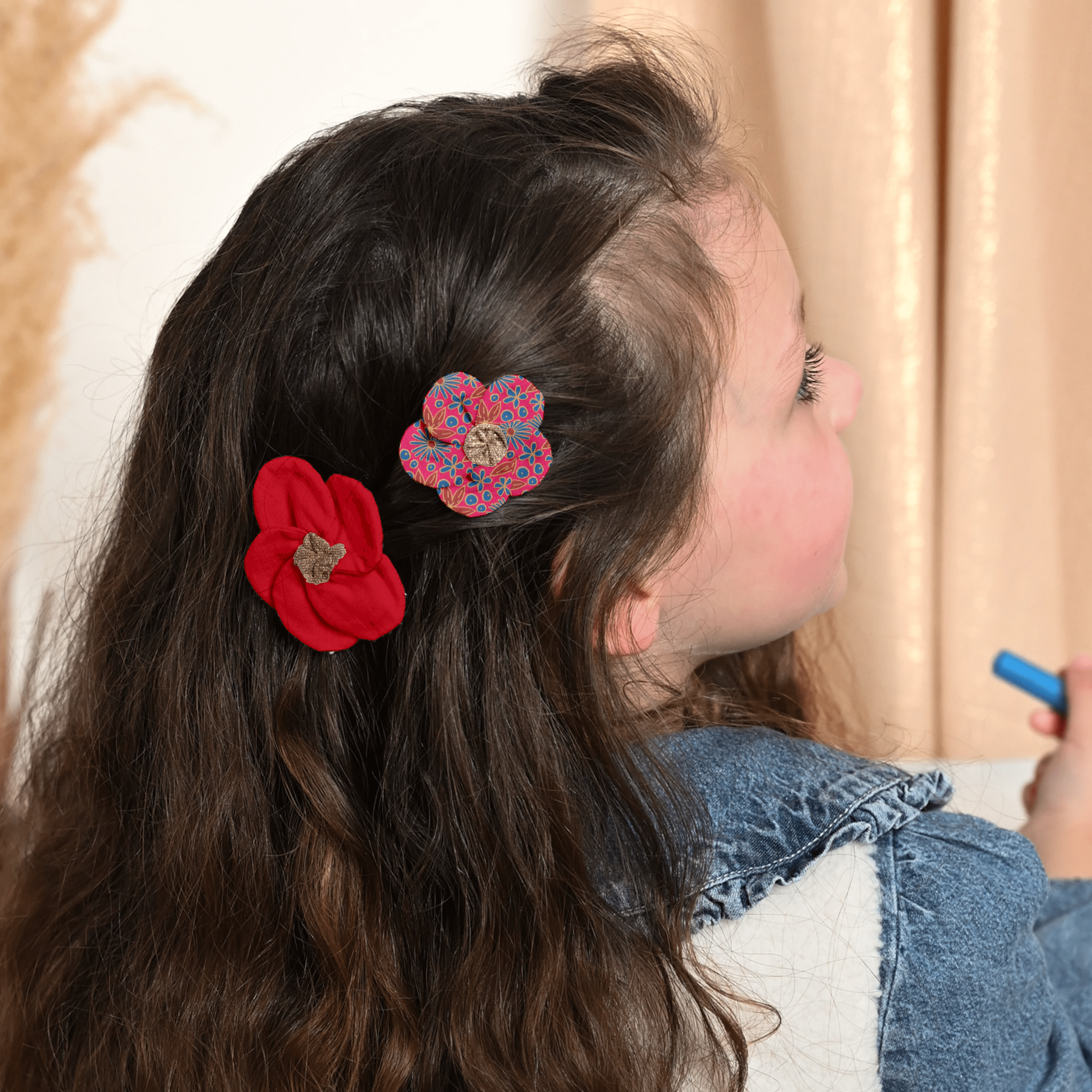 Mini Barrette Pétales De Fleur Badiane Framboise