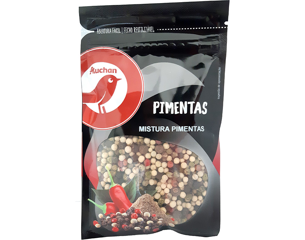 MISTURA AUCHAN PIMENTAS GRÃO SAQUETAS 50G