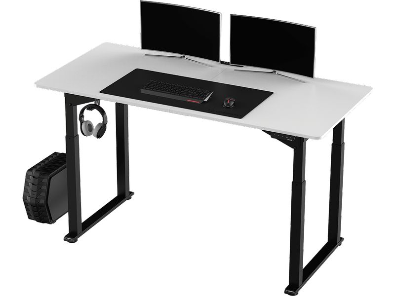 Ultradesk Gaming Tisch Uplift Schwarz/Weiss Robuster Gaming-Tisch mit elektrischer und stufenloser Höhenverstellung
