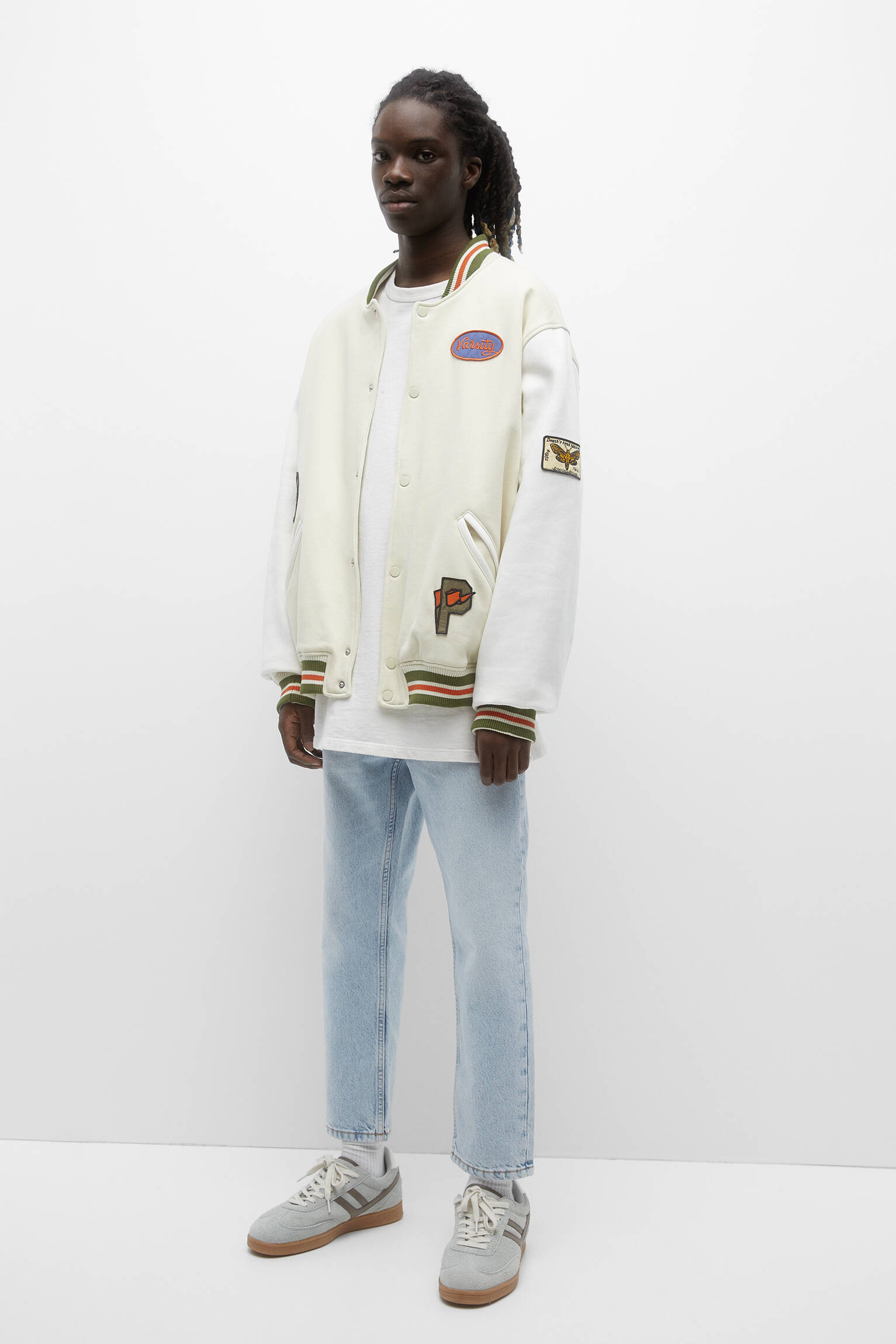 PATCHES DE BENGALA BRANCA BOMBER - OFF WHITE
