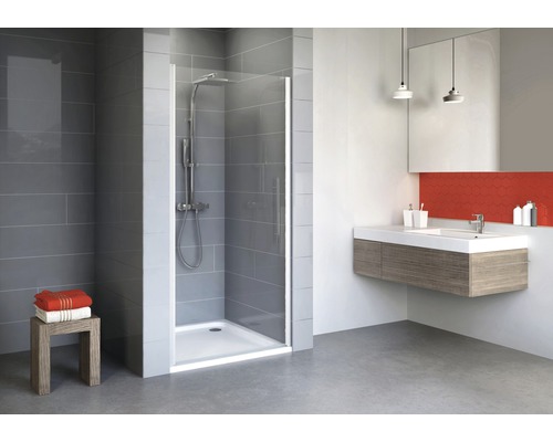 Douchedeur voor nis met draaideur SCHULTE Alexa Style 2.0 ExpressPlus 85 cm profiel, aluminium, helder glas, vuilafstotende glascoating