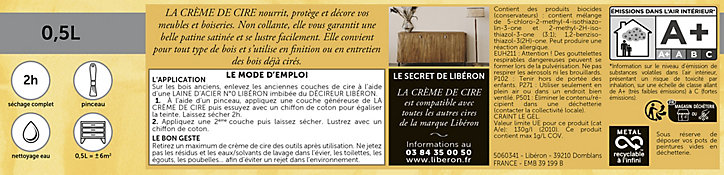 Crème de cire pâte meubles et boiseries Libéron noyer 500ml