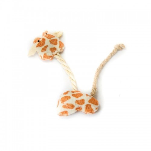 Girafa de pelúcia com corda para gatos, cor natural