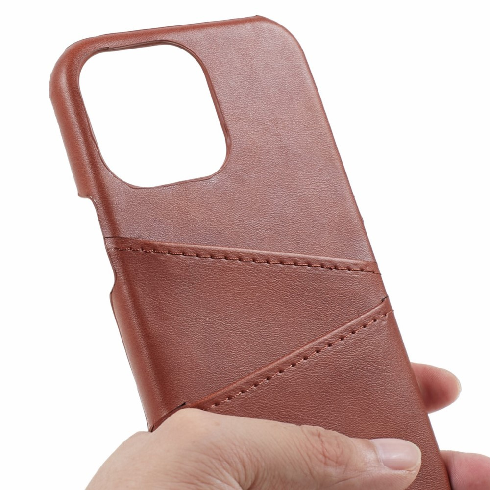 iPhone 15 Pro Leder Hülle Snap Case   Kartenfach - Braun