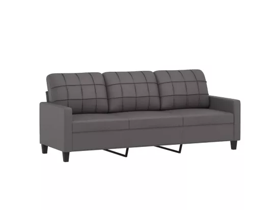 Canapé 3 places avec oreillers décoratifs gris 180cm similicuir
