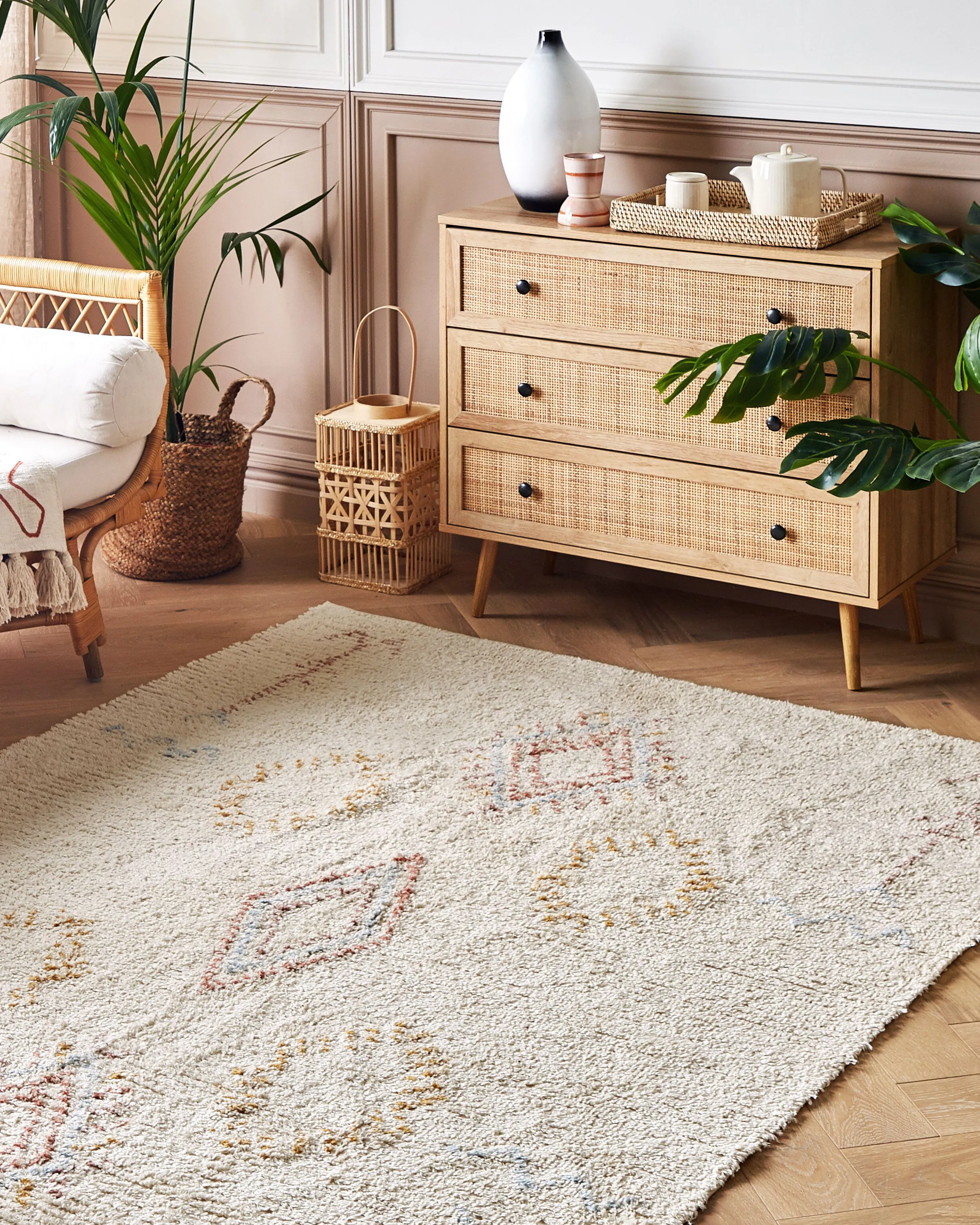 Vloerkleed BETTIAH Beige 160 x 230 cm Katoen