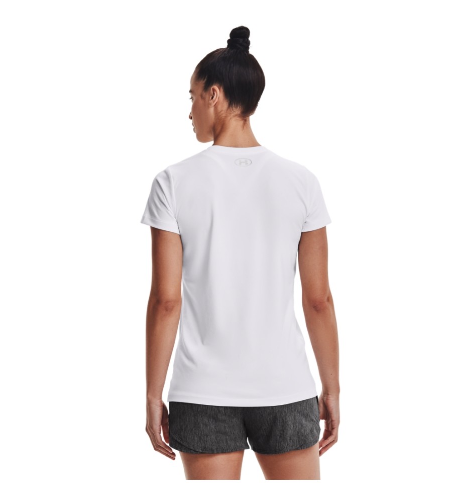 Camiseta Under Armour UA Tech com decote em V, branca