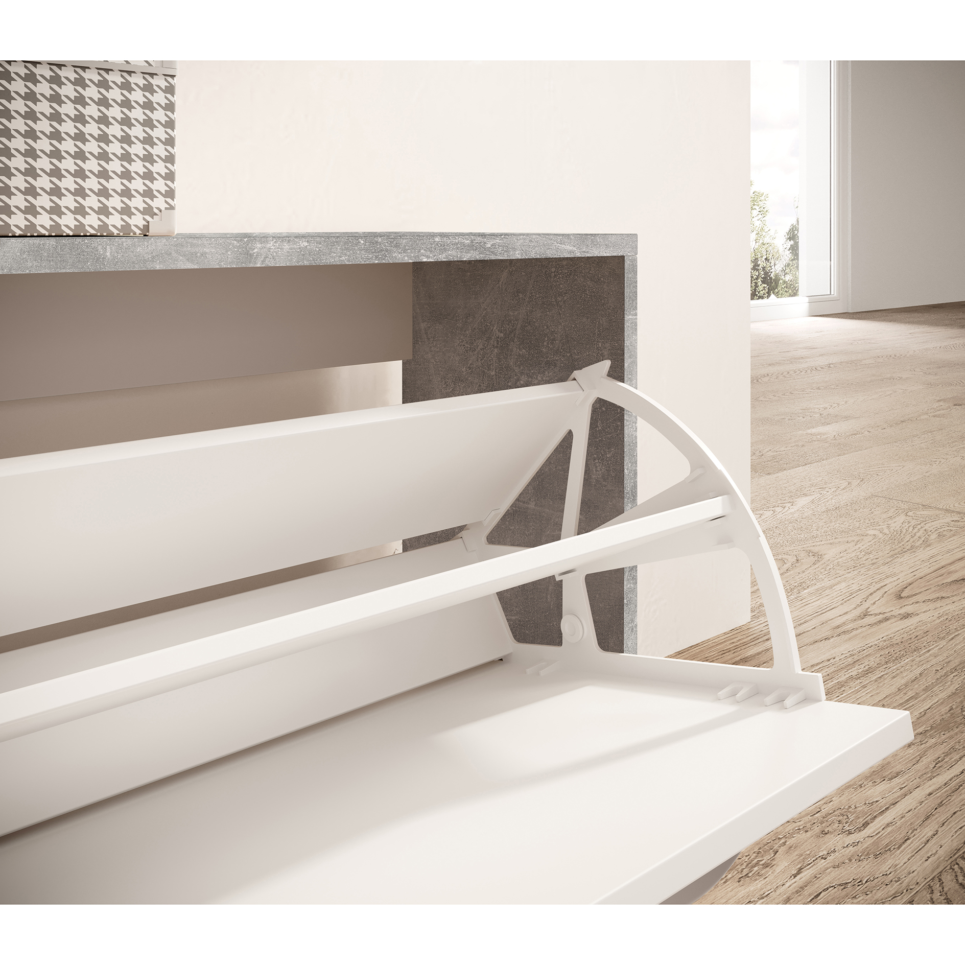 Garderobe - Betonoptik-weiß - mit Schubkasten
