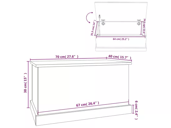Boîte de rangement blanc 70x40x38 cm bois d'ingénierie