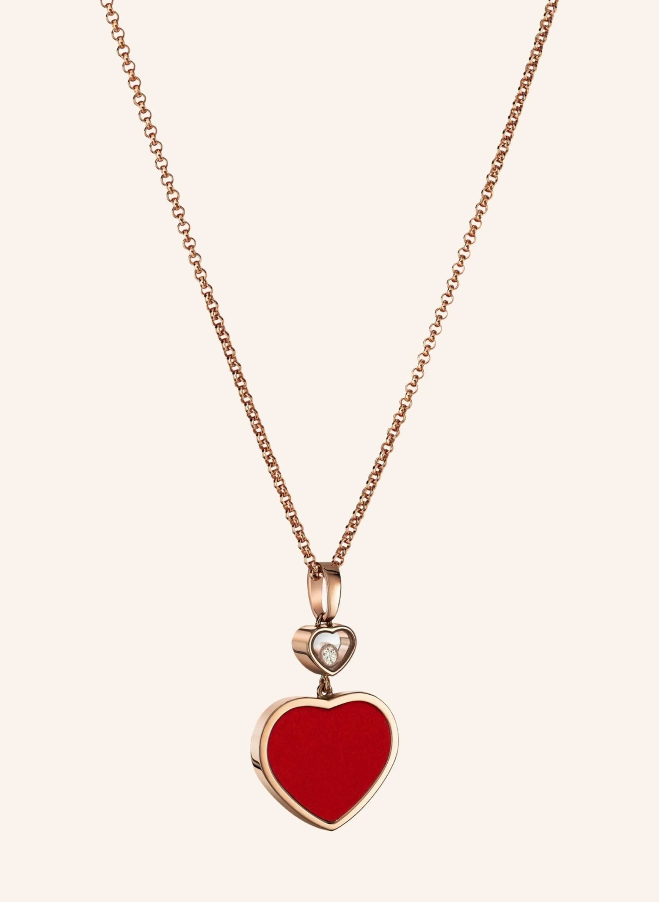 Chopard Anhänger HAPPY HEARTS Anhänger aus 18 Karat Roségold, Diamanten und roter Stein