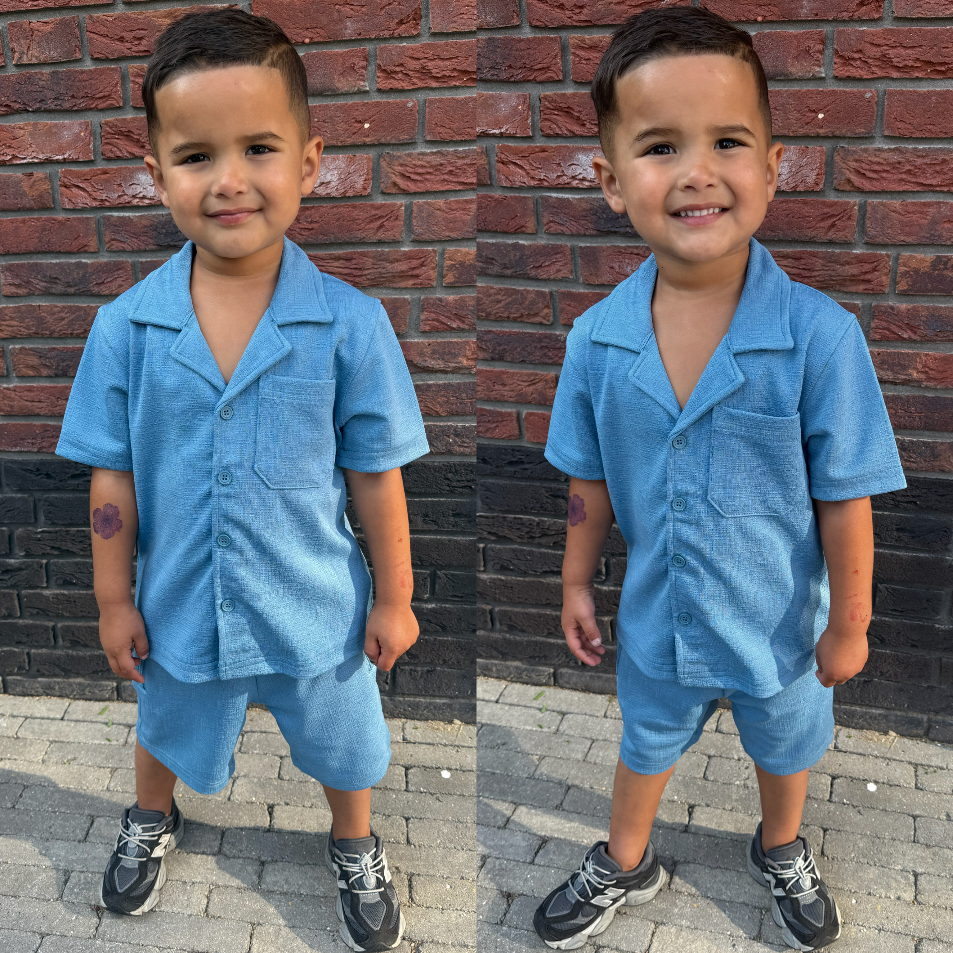 Trendy Blauwe Jongens Zomerset – Shirt & Korte Broek