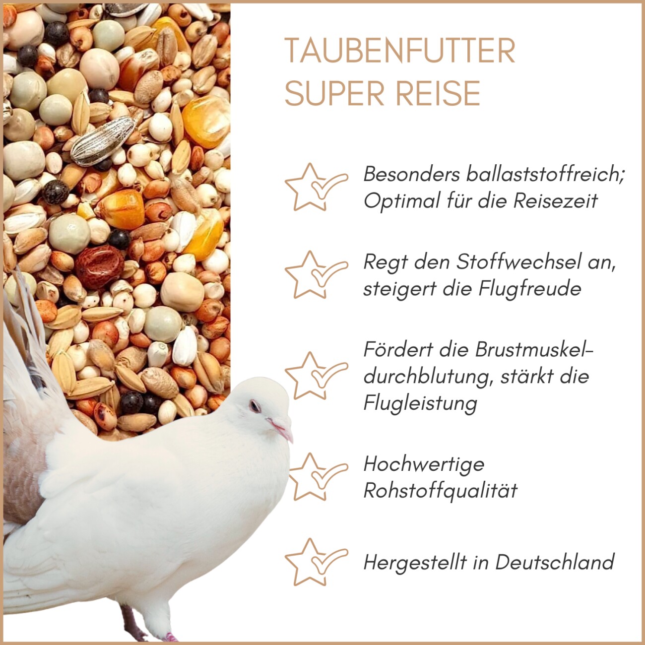 Supravit Reise Taubenfutter 25kg ohne Weizen | hochwertiges Futter für Tauben | optimale Körnermischung vor der Reise für Zucht Tauben | unterstützt die Kondition und Leistungsfähigkeit
