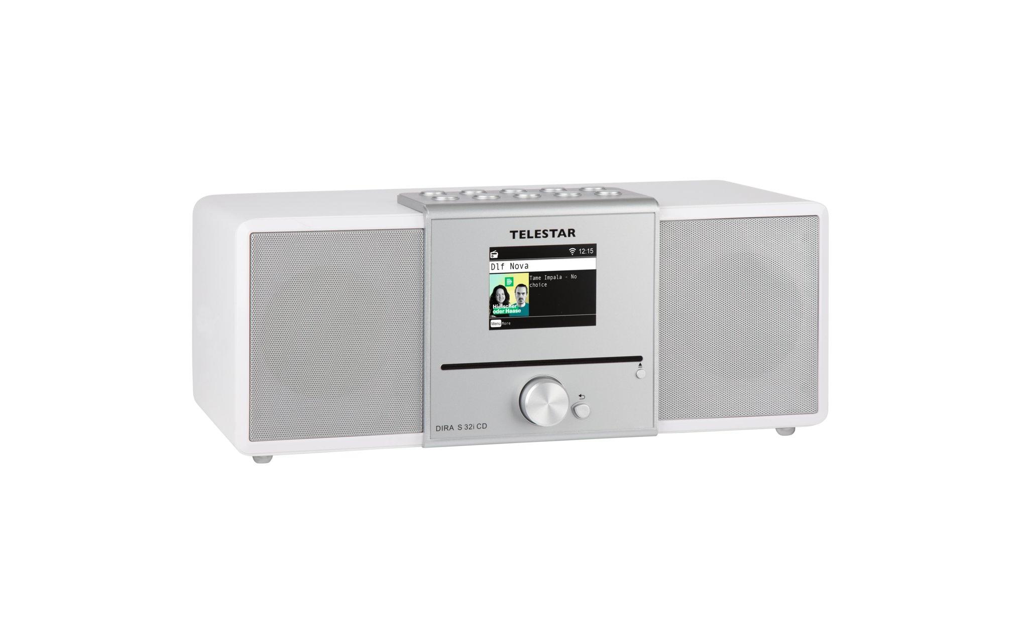 Internet Radio DIRA S 32i CD Weiss<br>Klangstarkes Multifunktions-Stereoradio mit CD Player in edlem Design