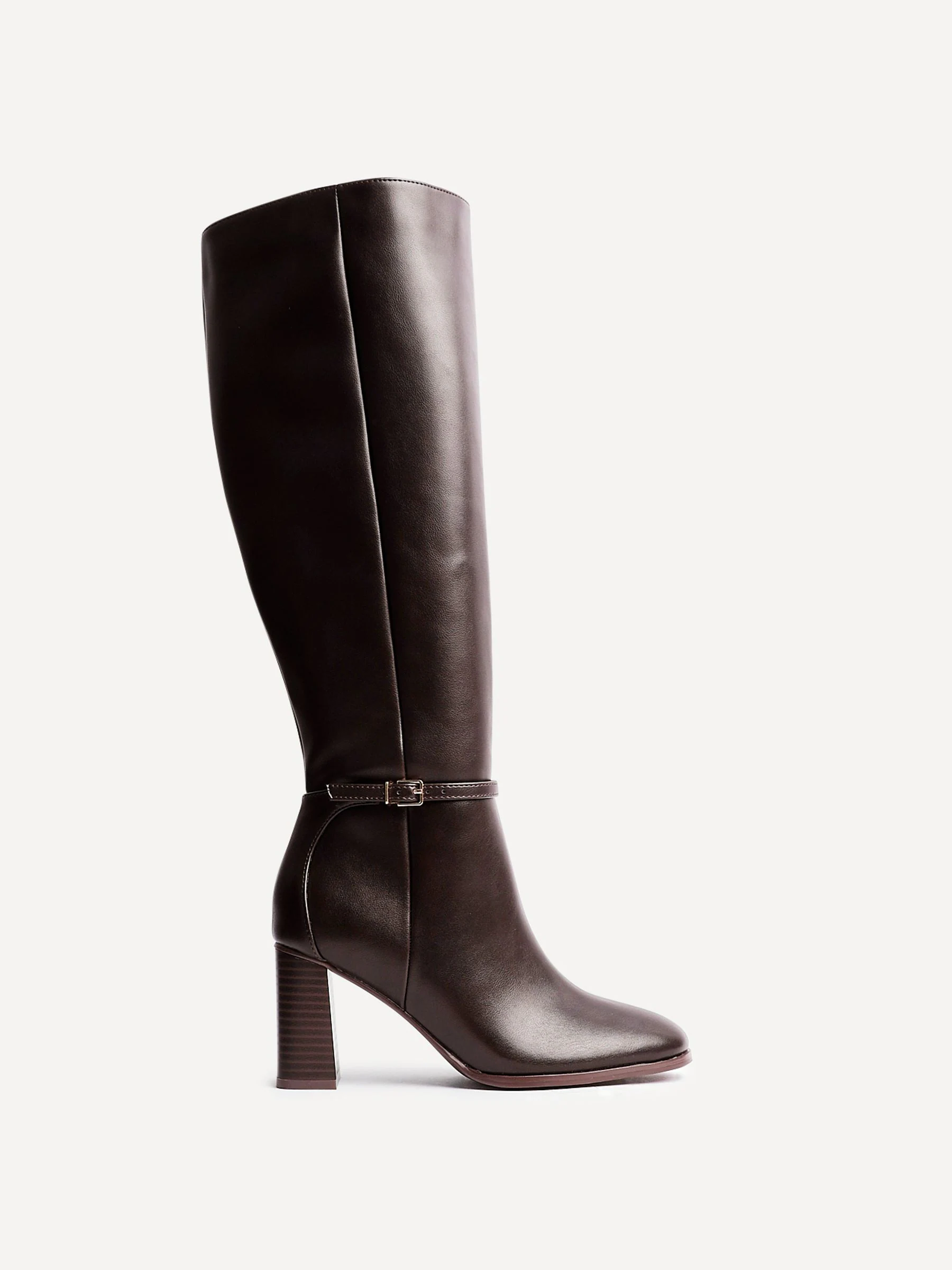 Bruin - Linzi Midtown Block Heel High Leg Boots With Buckle Detail