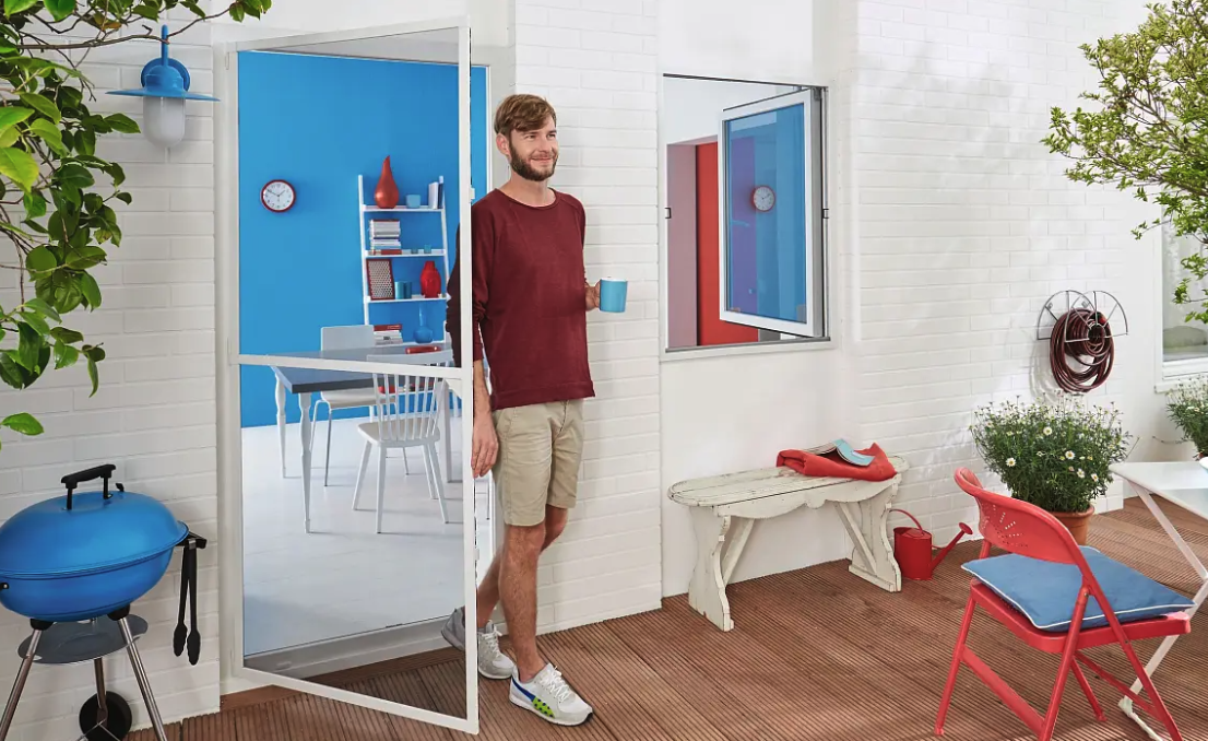 (100x220cm) ALU Comfort Tür Fliegengitter Insect Stop Zuschneidbarer Aluminiumrahmen (55192-00002-00) - Weiss