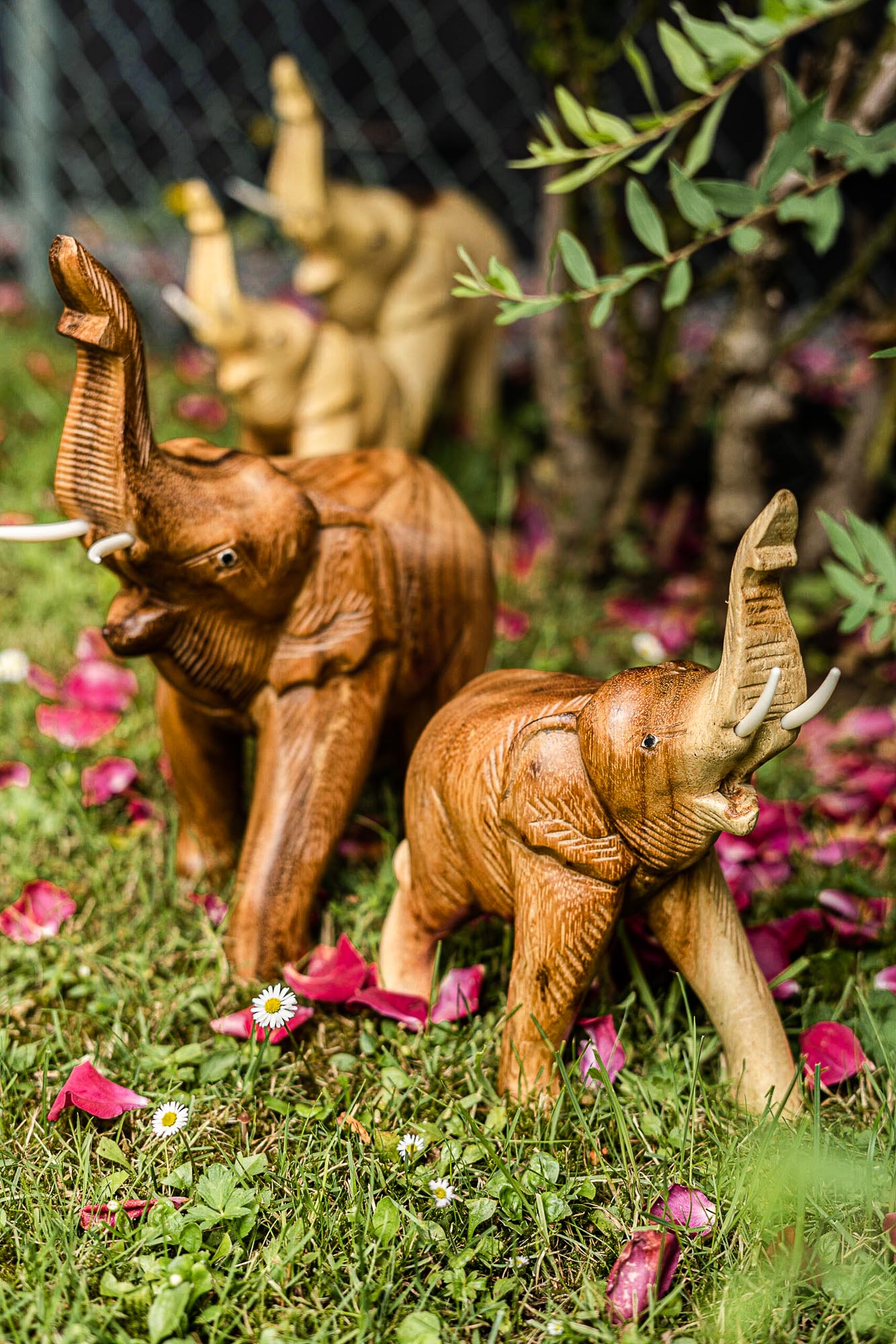 Holz-Elefant 'Nitty' stehend, natur, B 25 cm, H 30 cm, L 12 cm von fischer's lagerhaus