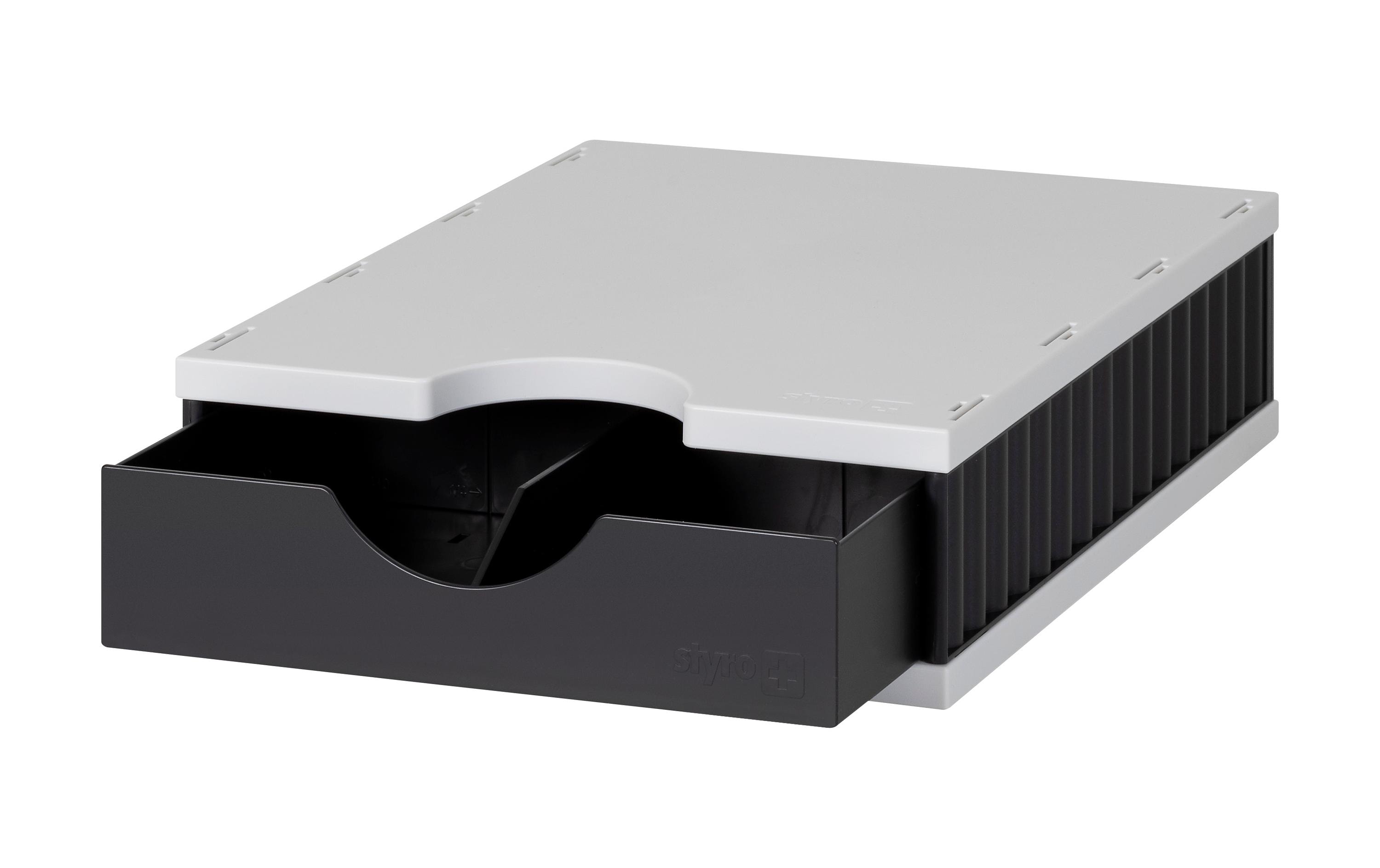 Schubladenbox Styrodoc Uno Schwarz/GrauSystem Schubladen fürs Büro