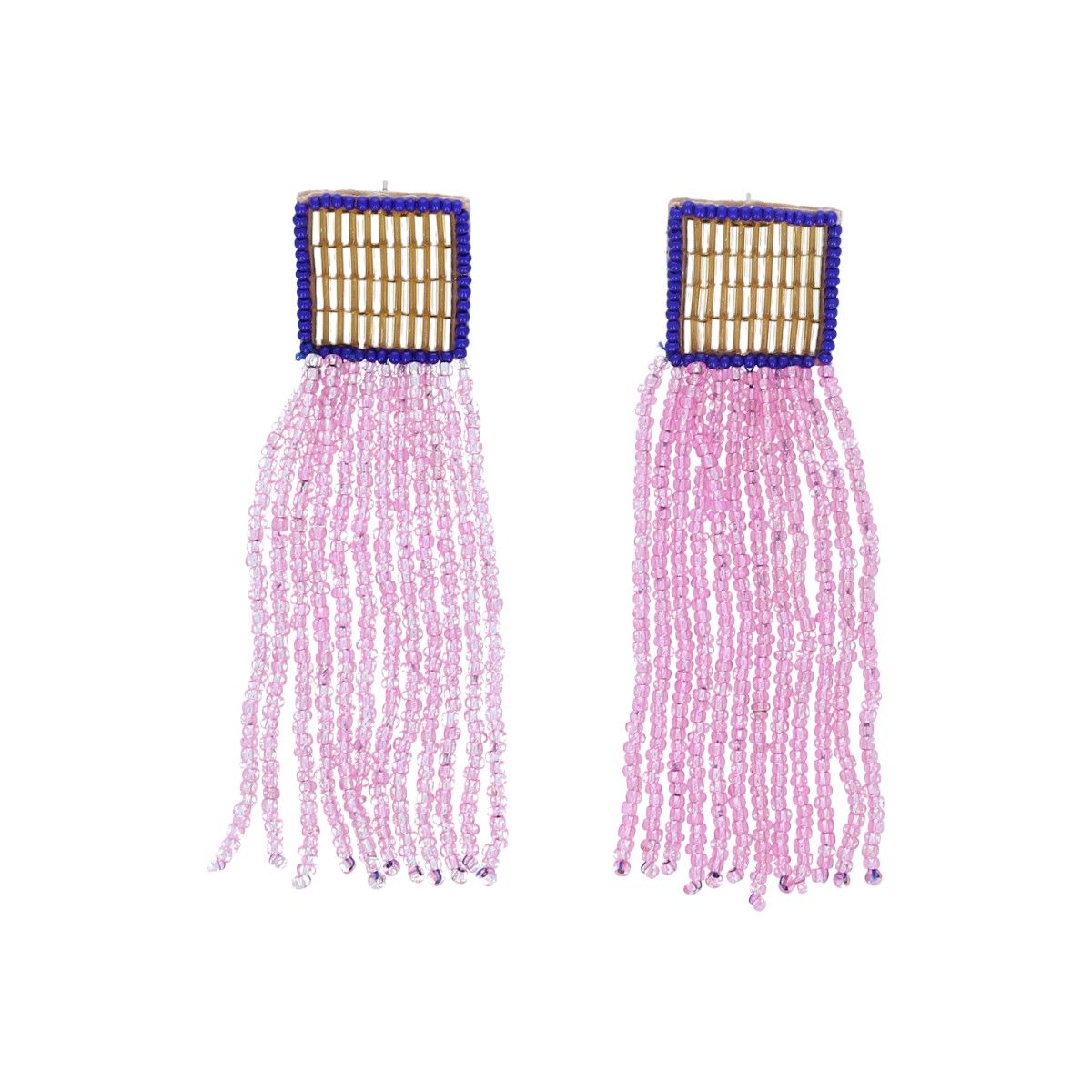 Boucles d'oreilles en perles carré or et rose Pondie Chérie