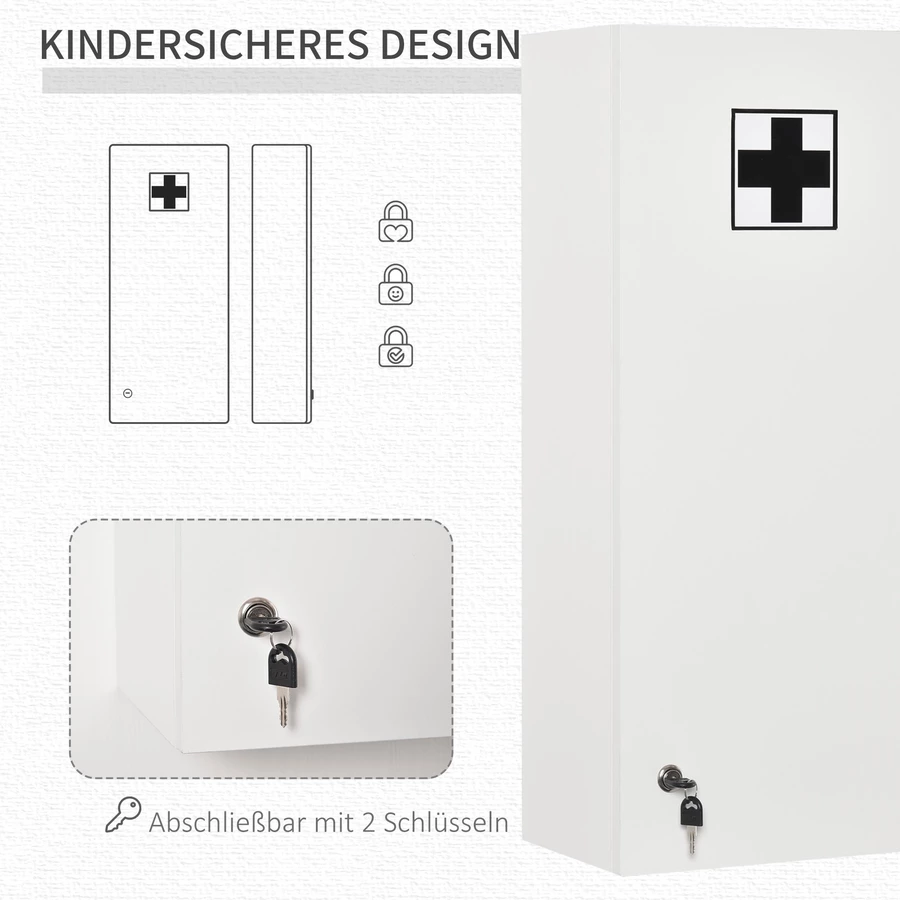 kleankin Medizinschrank verstellbare Trennwände weiß
