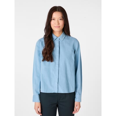 Damenbluse Feincord, Hellblau
