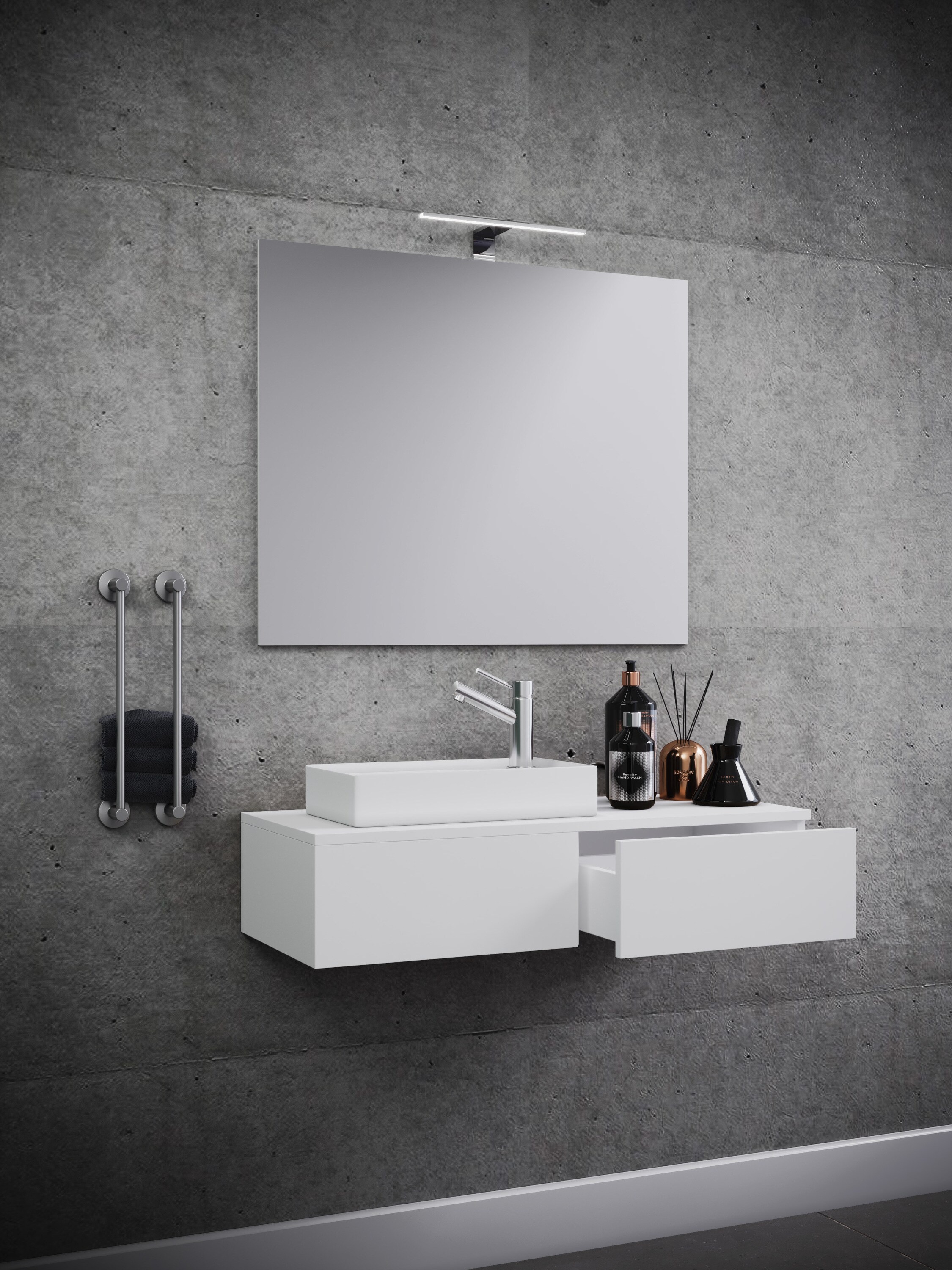 VCM 3-tlg Badmöbel Set Gäste WC Gästebad Waschplatz Waschtisch klein schmal Gudas SP
