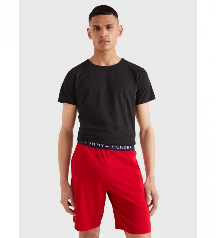 Conjunto de 3 camisetas de manga curta Tommy Hilfiger CN, nas cores branca, cinza e preta.