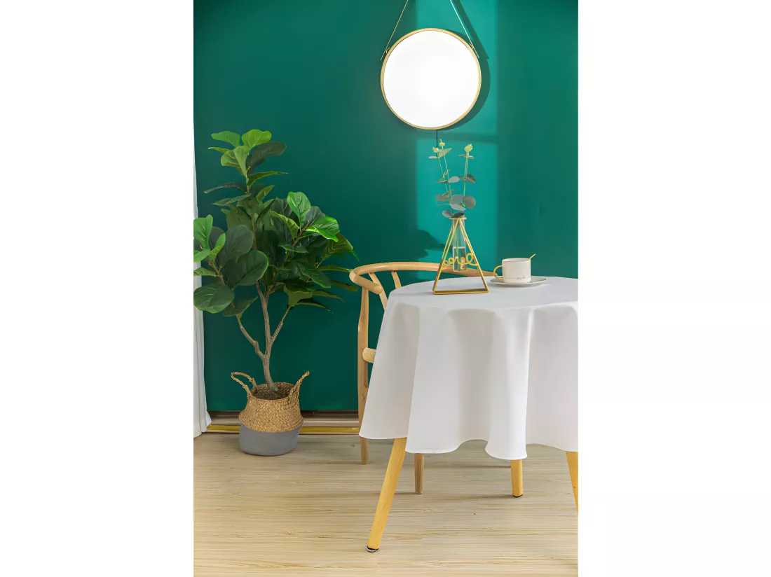 Nappe anti tache unie blanc ronde 160 cm