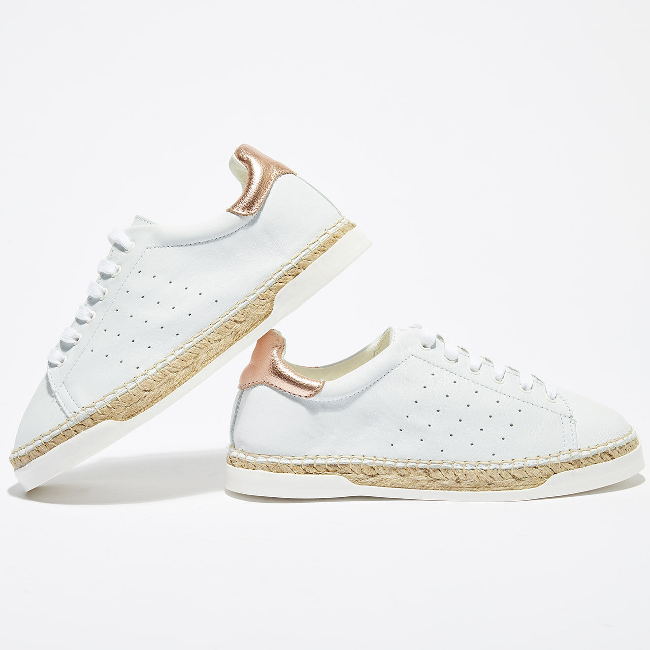 Canal Saint Martin Baskets espadrilles en Cuir Lancry Original blanc/doré rose