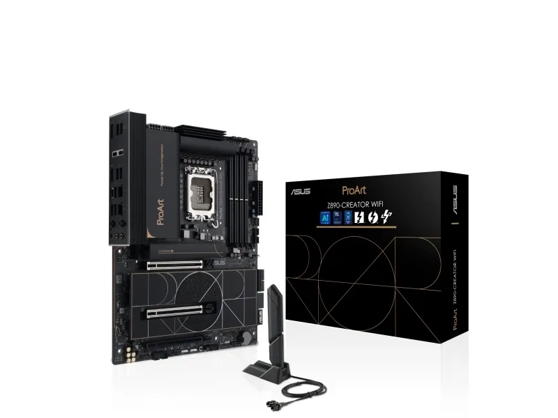 ASUS ProArt Z890-CREATOR WIFI - Bundkort - ATX - LGA1851 sokkel - Z890 Chipset - USB4, USB 3.2 Gen 2, USB-C 3.2 Gen 2x2, USB 3.2 Gen 1 - 10 Gigabit LAN, 2.5 Gigabit LAN, Bluetooth, Wi-Fi 7 - onboard grafik (CPU påkrævet) - HD Audio (8-kanaler)