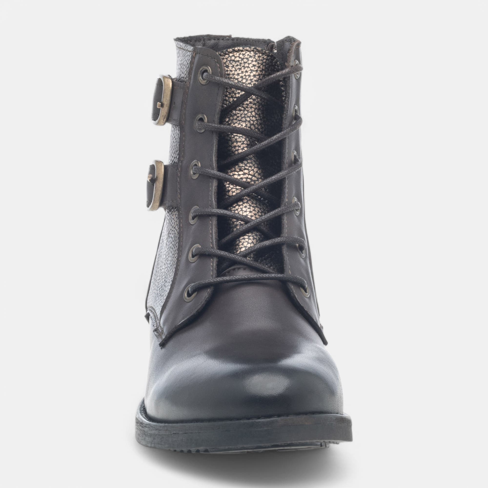 Bottines à lacets Femme en cuir marron