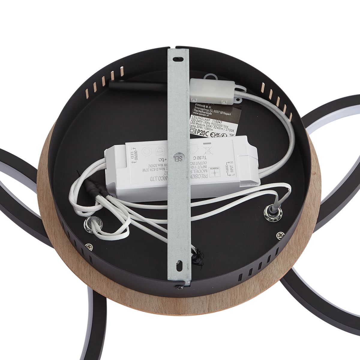Moderne plafondlamp hout incl. LED 3-staps dimbaar 3-lichts - Rondas