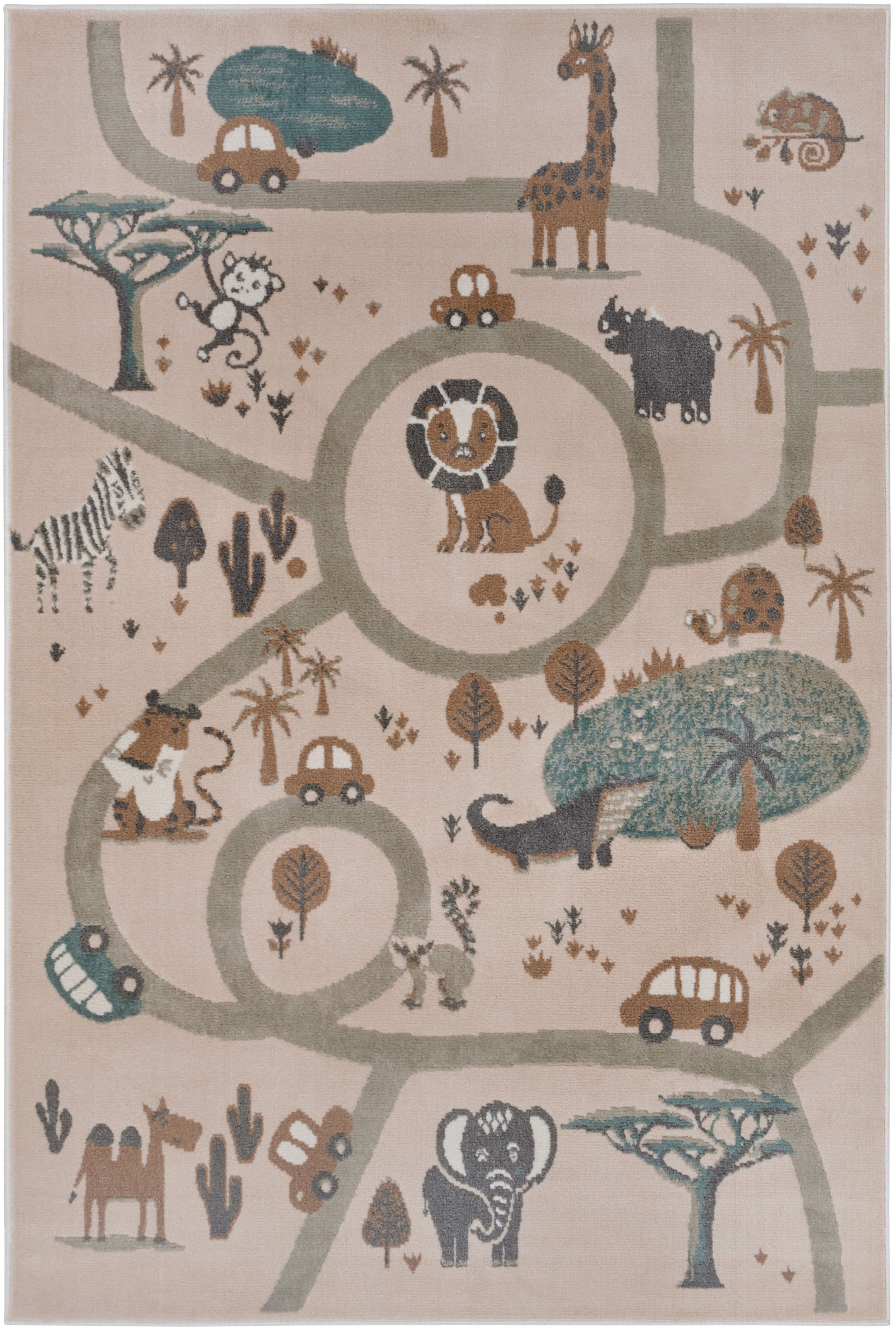 HANSE Home Kinderteppich »Adventures  Animal Park« rechteckig 8 mm Höhe Spielteppich, fest, Kinderzimmer, Kurzflor, Spielunterlage