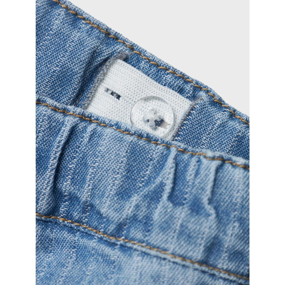Køb Name It Light Blue Denim Stripes Ryan Jogger Denim Shorts