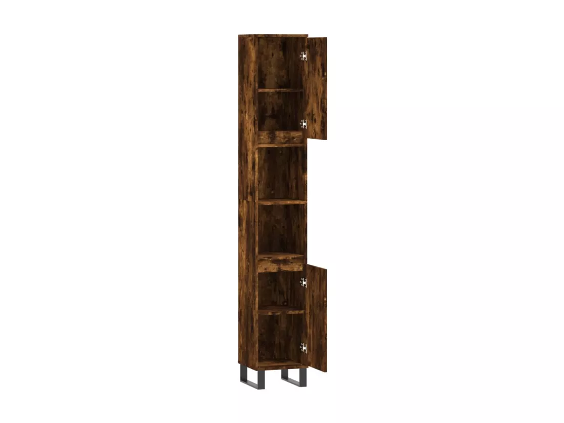 Armoire de bain chêne fumé 30x30x190 cm bois d'ingénierie