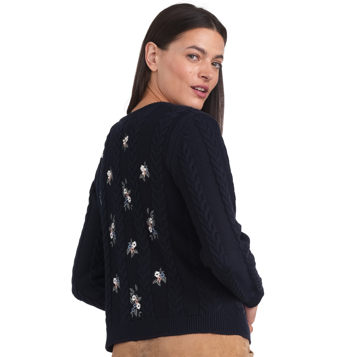 Gina Benotti Damen Strickjacke mit Stickereien dunkelblau