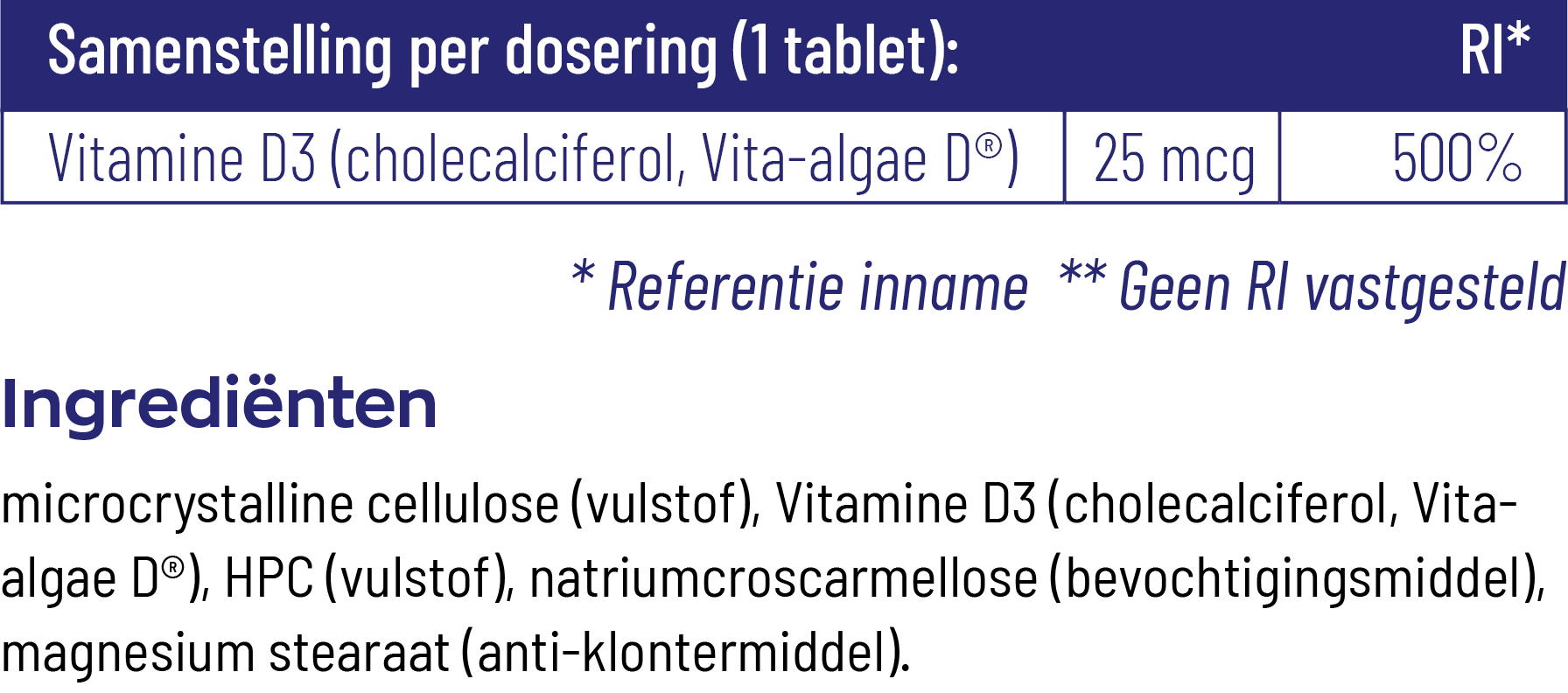 Vitakruid Vitamine D3 Vegan 25 Mcg / 1000 Ie (120 tabletten)