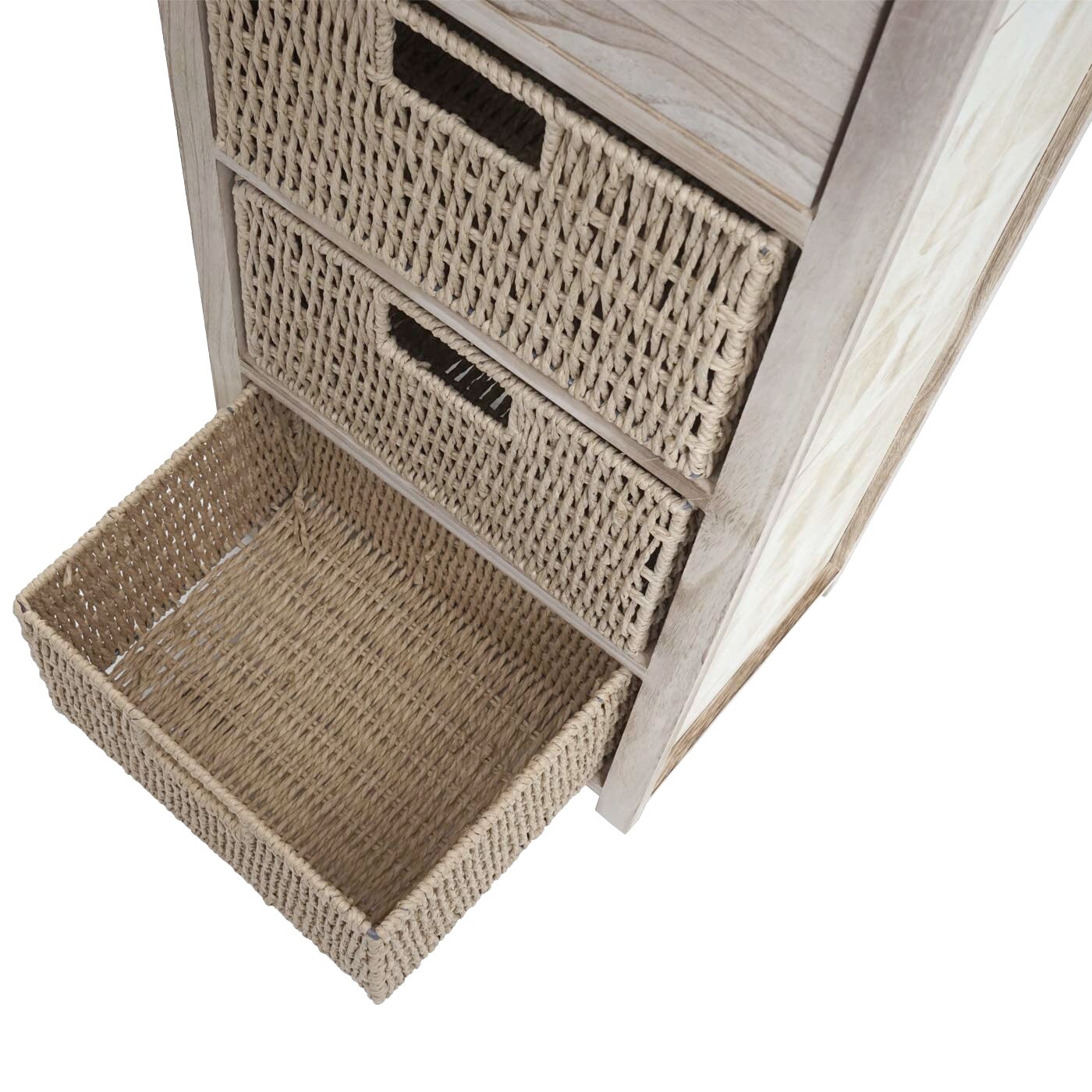 Kommode MCW-K84 mit Körben, Schrank Schubladenschrank, Holz 83x40x29cm ~ natur, Körbe hellbraun