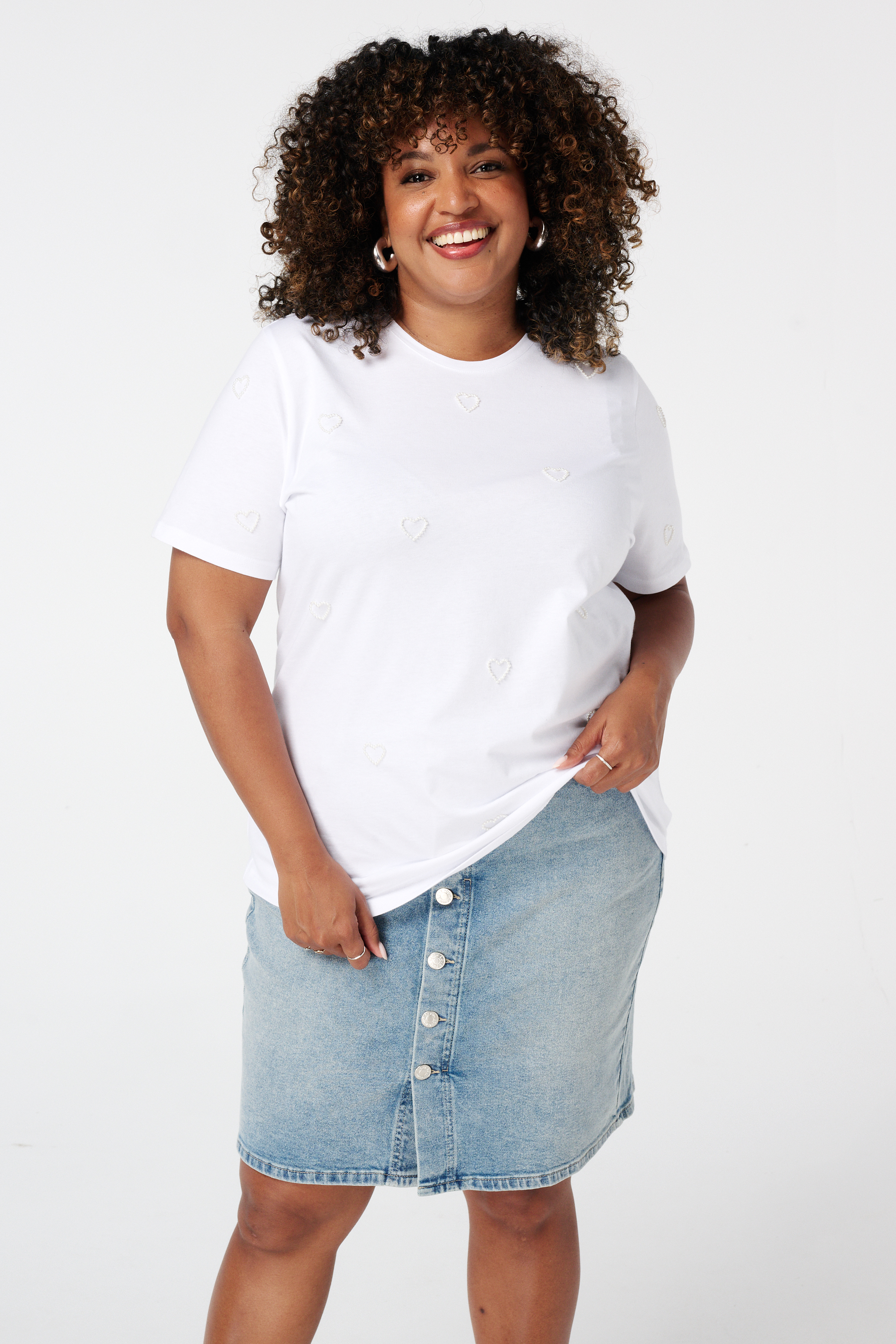 T-shirt met hartjes Wit