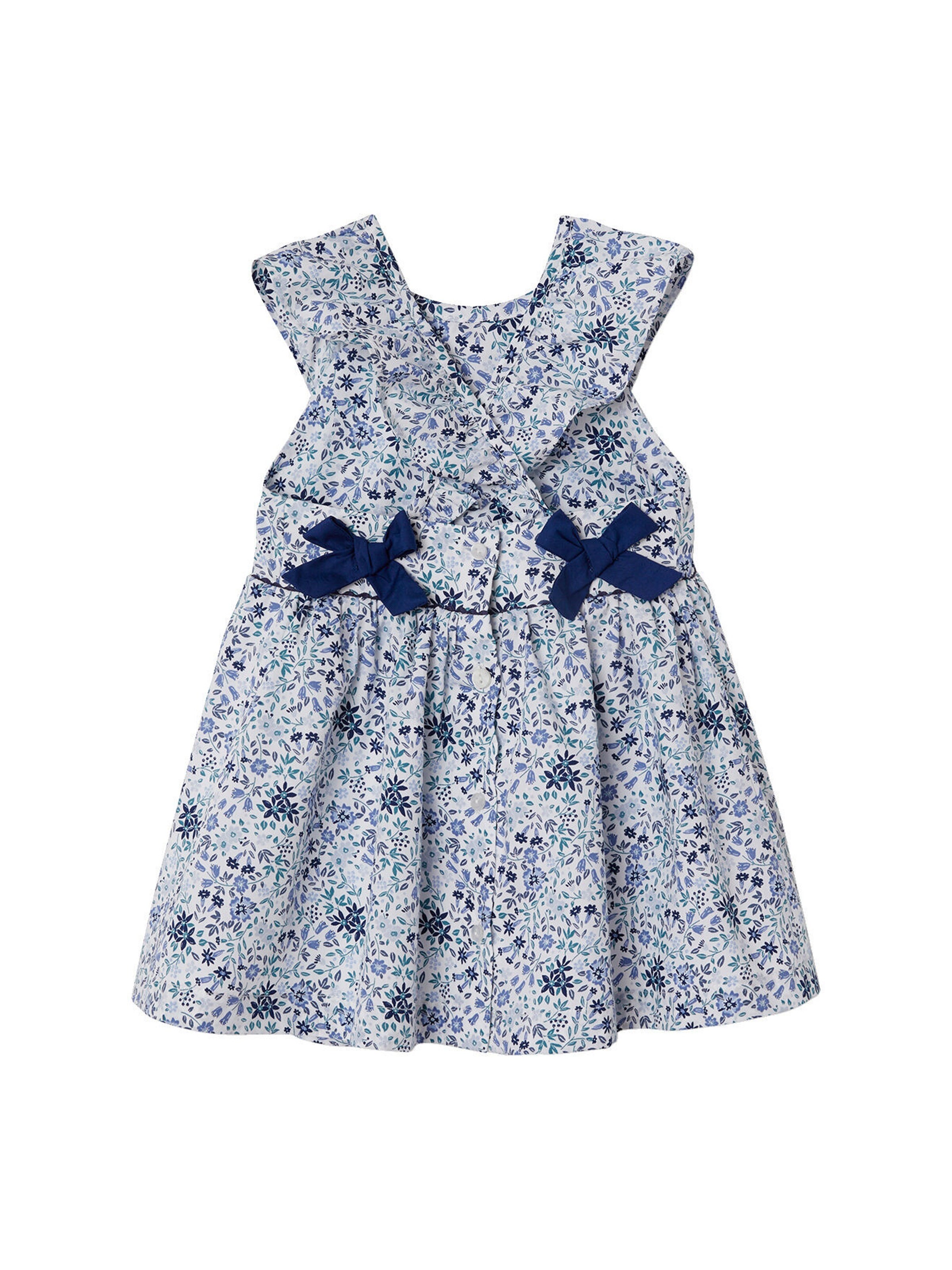 Vertbaudet Festliches Baby Kleid, Blumenmuster weiß/blau geblümt