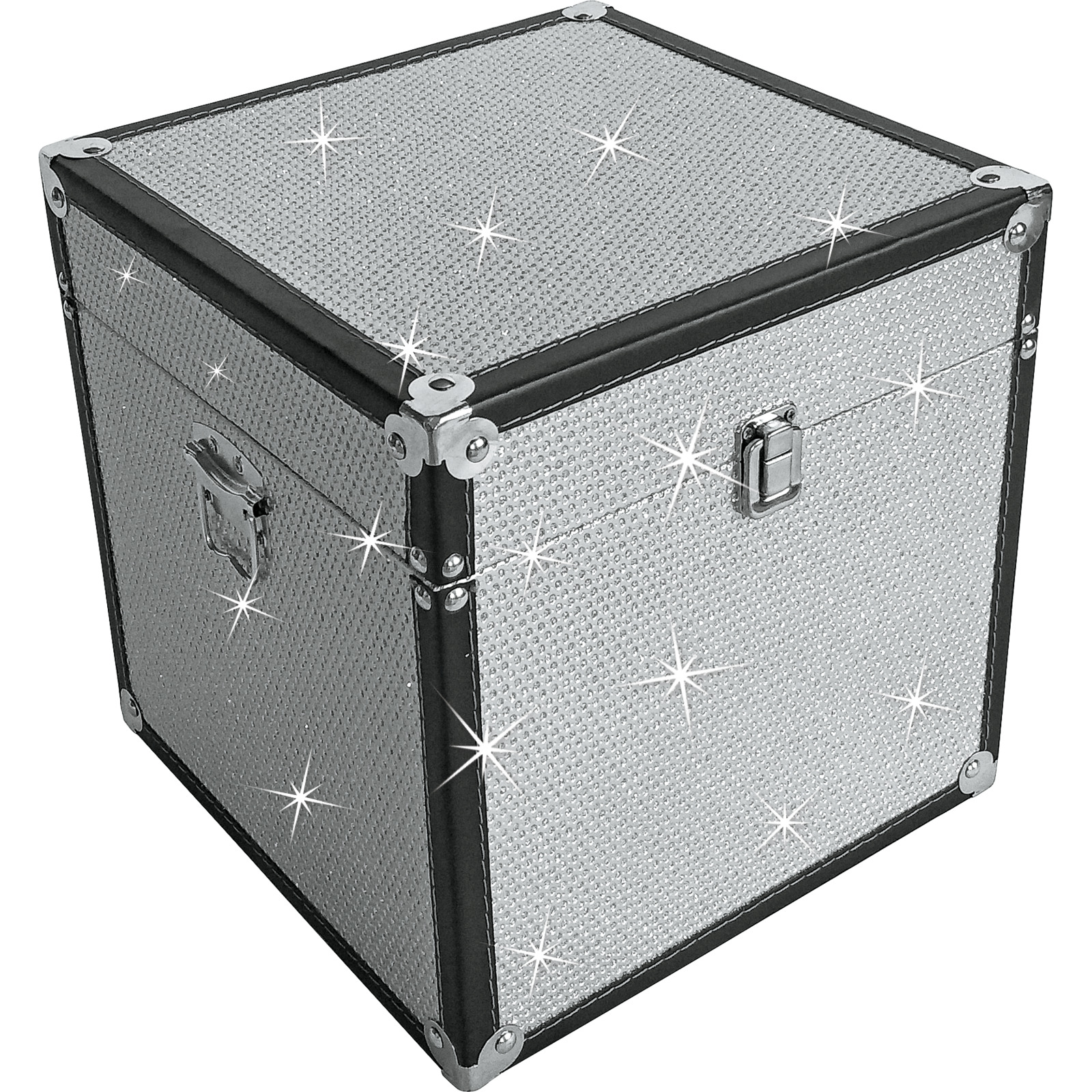 Truhe, quadratisch silber mit Glitzer, verschiedene Grössen
