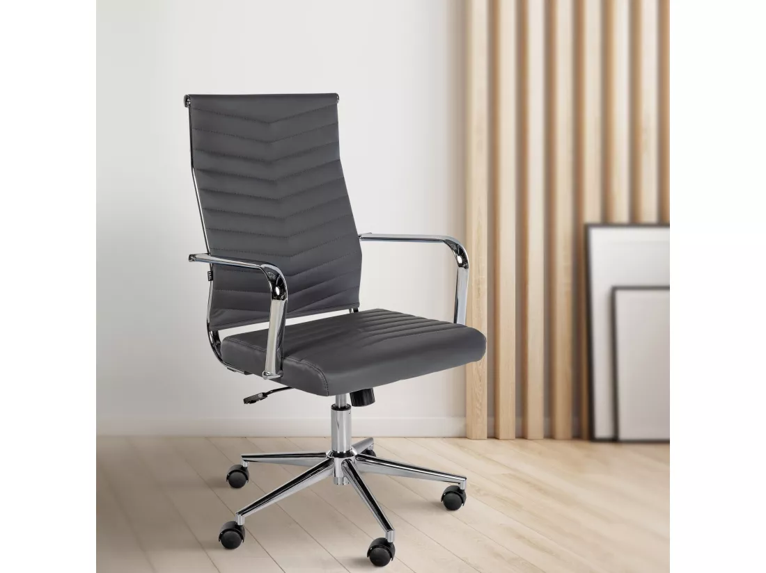 Chaise de bureau - Similicuir - Gris - Canby